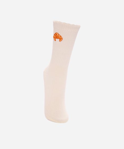 meia feminina cano longo croissant off white