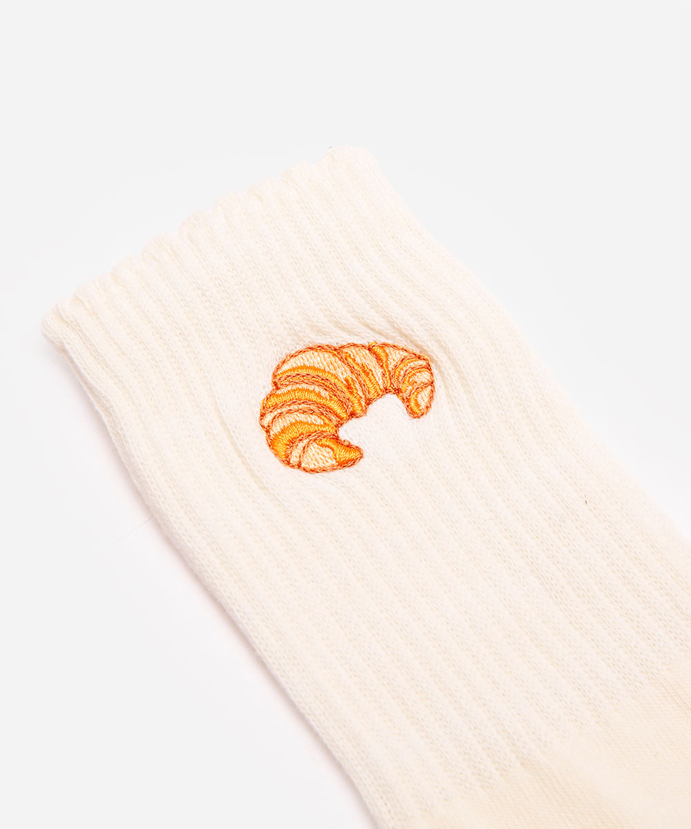 meia feminina cano longo croissant off white