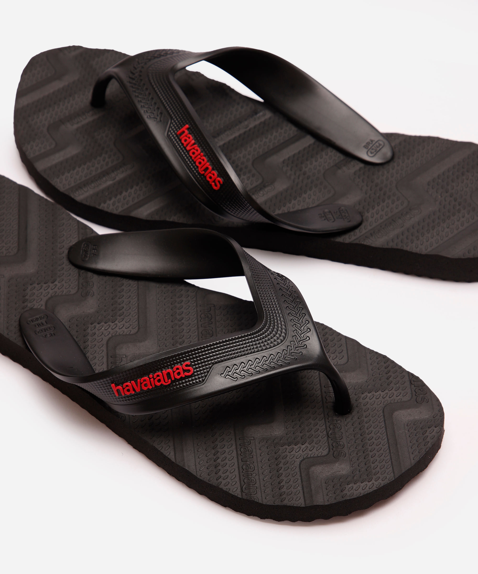 chinelo havaianas texturizado preto