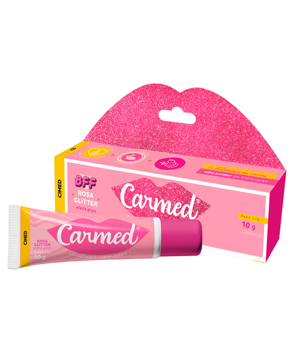hidratante labial carmed bff rosa glitter 10g rosa