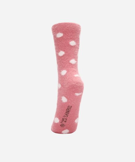 meia feminina cano alto hello kitty poá rosa