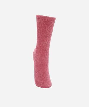 meia feminina de chenille cano alto com antiderrapante rosa