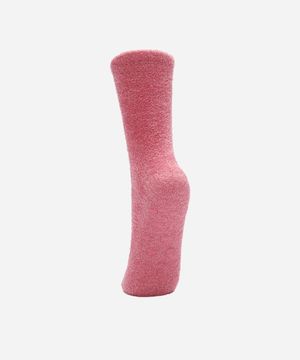 meia feminina de chenille cano alto com antiderrapante rosa