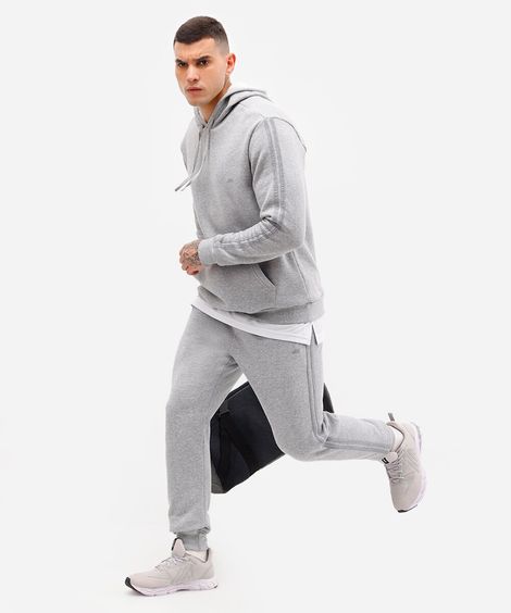 calça jogger de moletom esportiva cinza