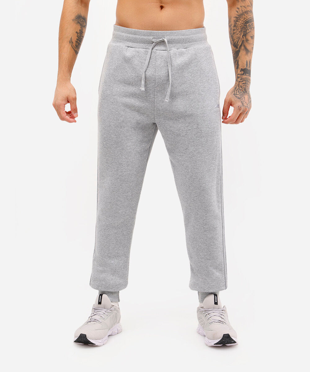 calça jogger de moletom esportiva cinza