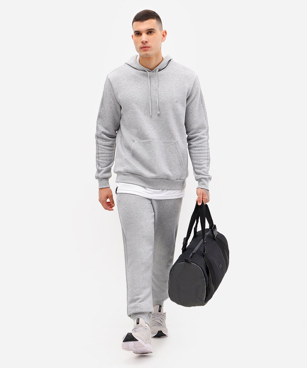 calça jogger de moletom esportiva cinza