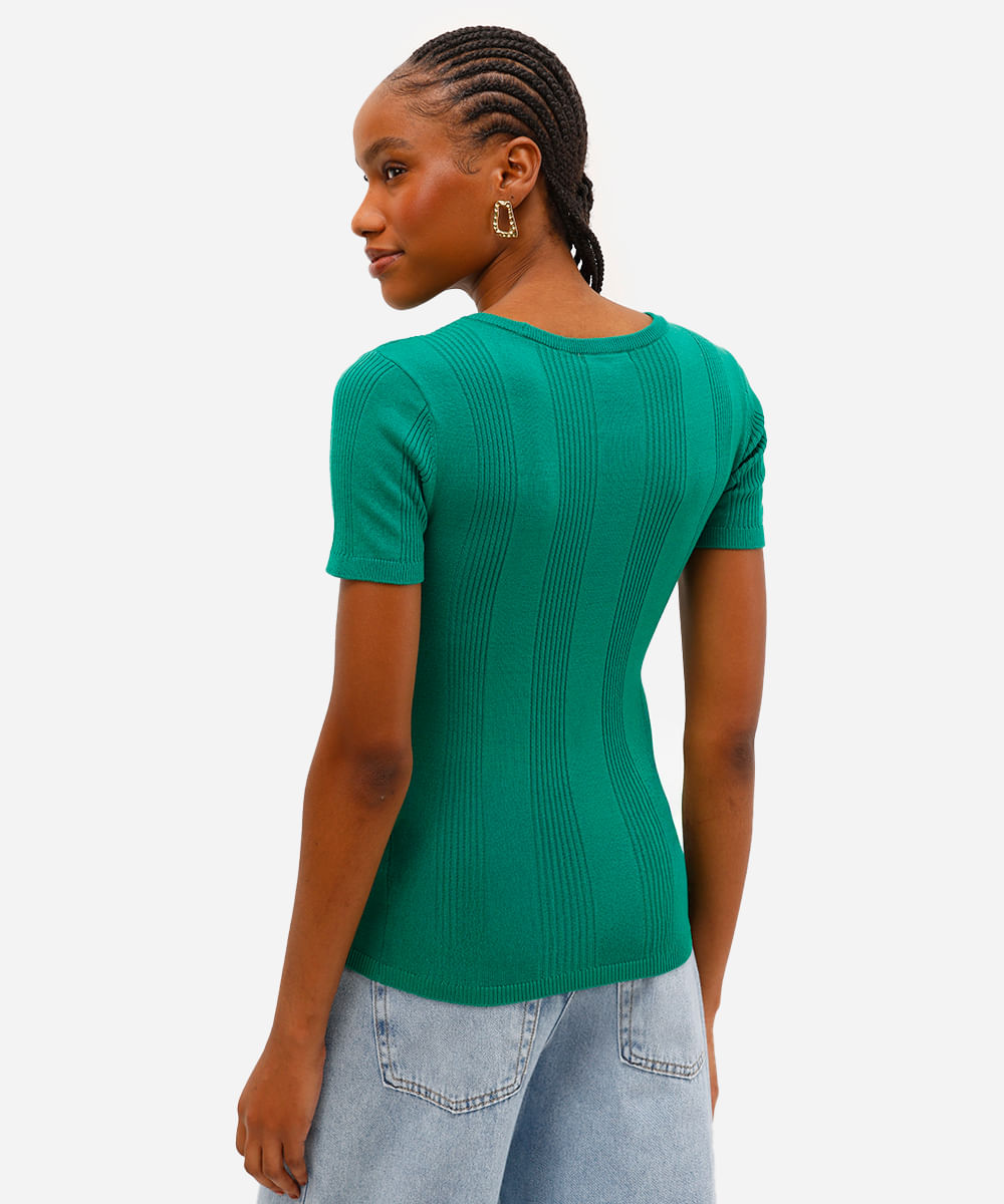 blusa feminina com viscose canelada verde