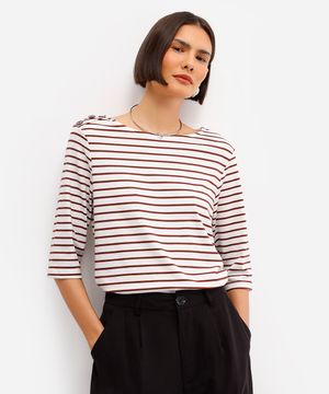 blusa feminina com viscose listrada marrom