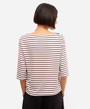 blusa feminina com viscose listrada marrom