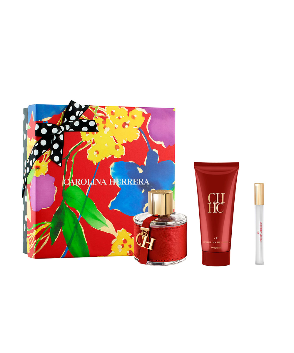 kit perfume feminino carolina herrera ch edt 100ml creme corporal 100ml edt 10ml