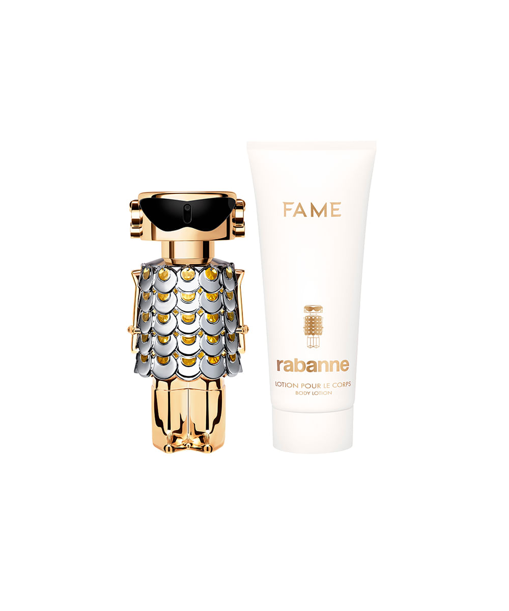 kit perfume feminino rabanne fame edp 80ml creme corporal 100ml
