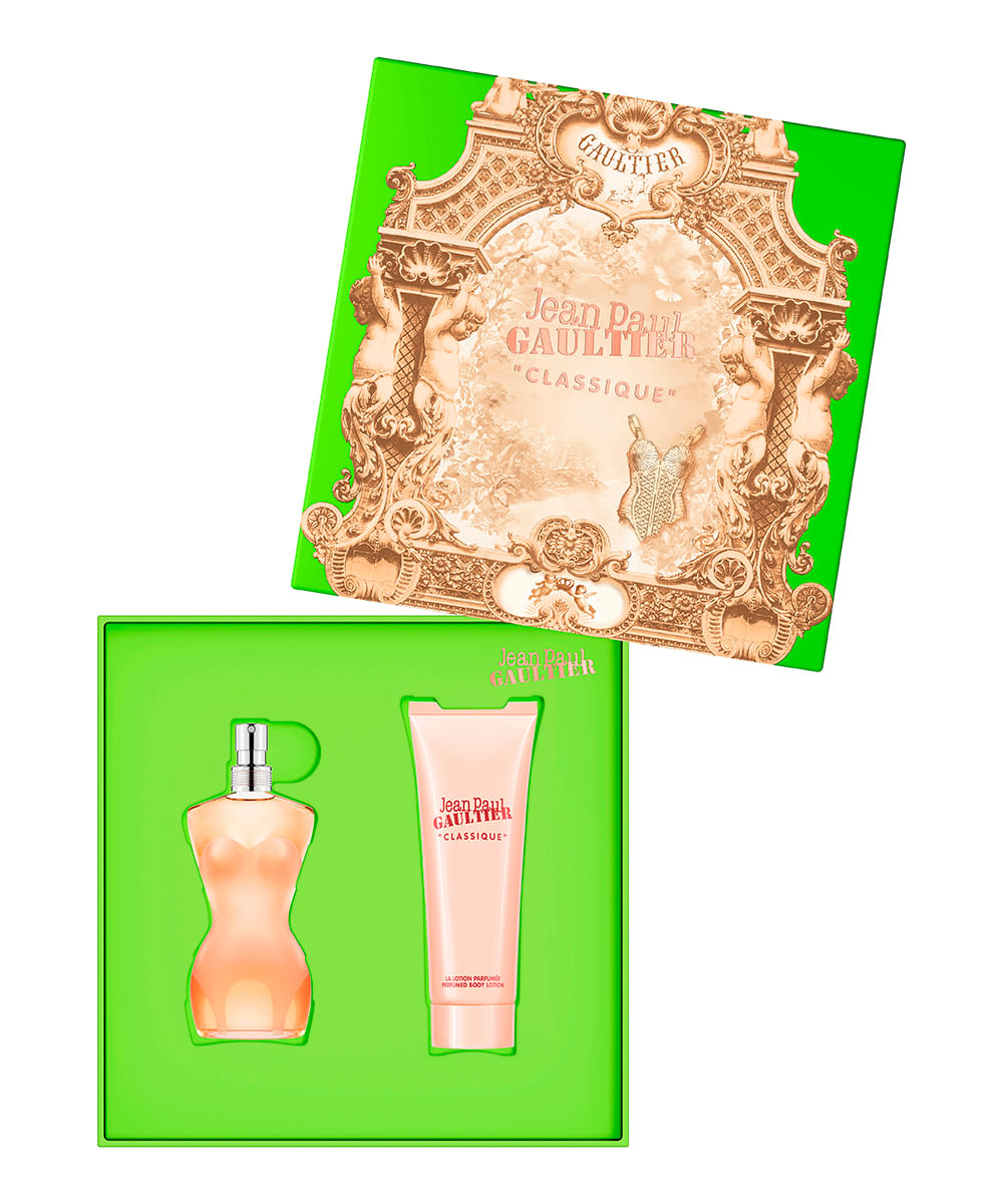 kit perfume feminino jean paul gaultier classique edt 50ml creme corporal 75ml