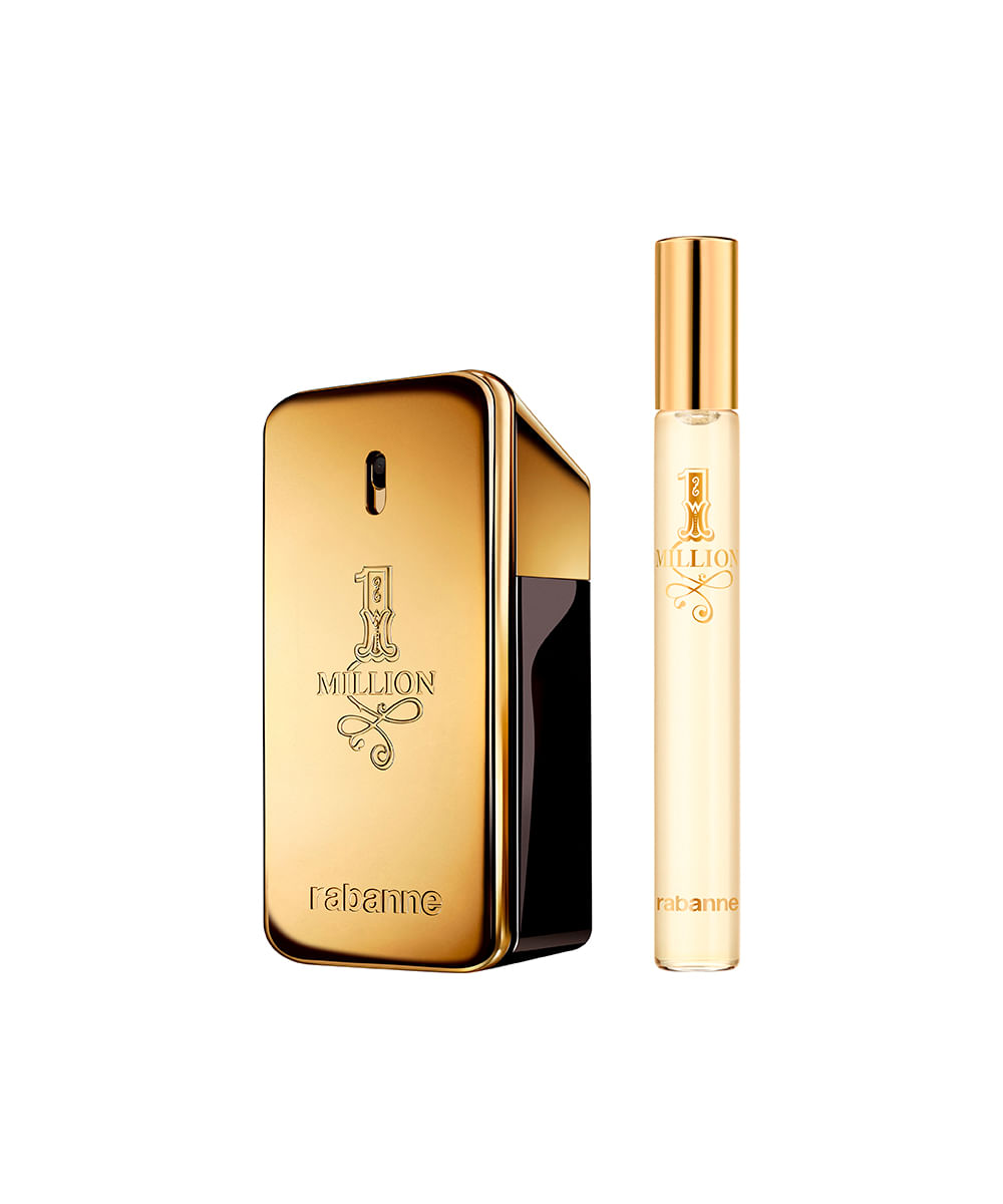 kit perfume masculino rabanne 1 million edt 50ml 10ml