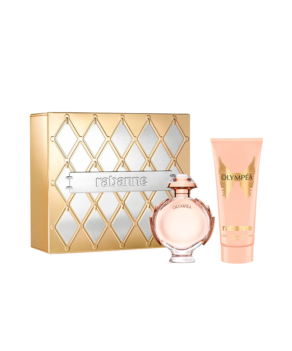 kit perfume feminino rabanne olympéa edp 50ml sensual creme corporal 100ml