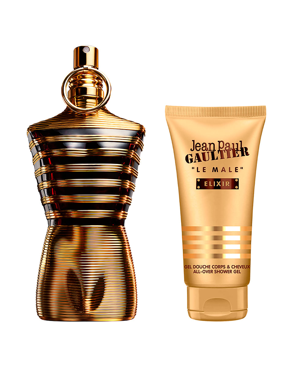 kit perfume masculino jean paul gaultier le male elixir parfum 125ml gel de banho 75ml