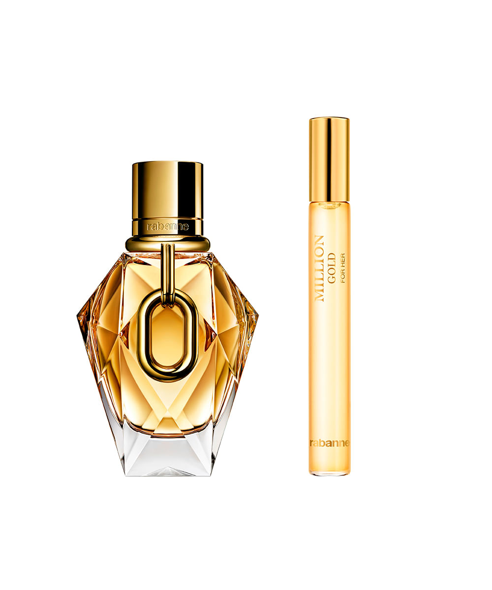 kit perfume feminino rabanne million gold for her edp refil 50ml 10ml