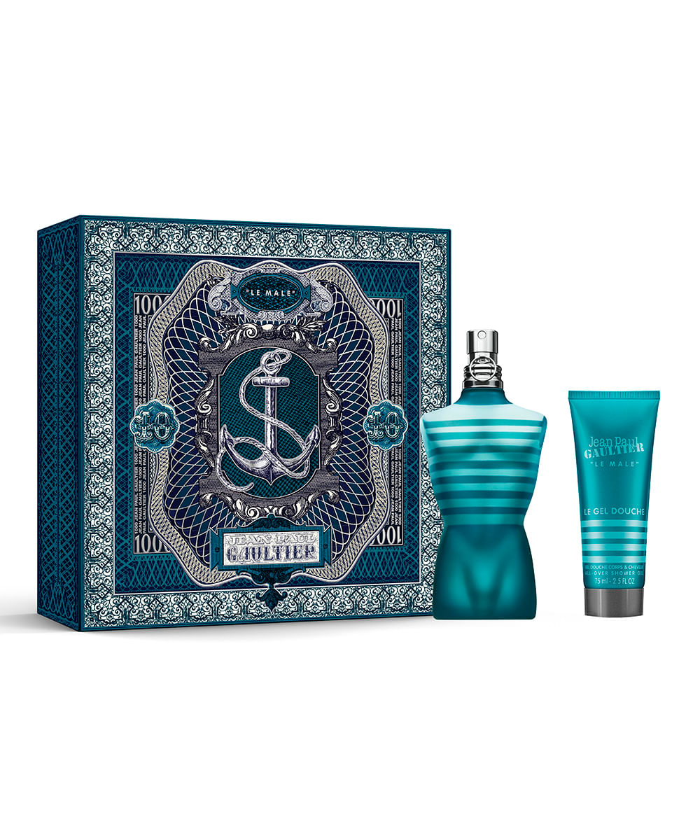 kit perfume masculino jean paul gaultier le male edt 125ml gel de banho 75ml