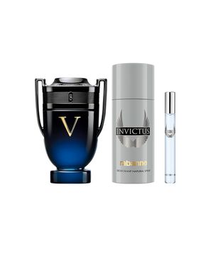 kit perfume masculino rabanne invictus victory elixir parfum intense 100ml desodorante 150ml edt 10ml