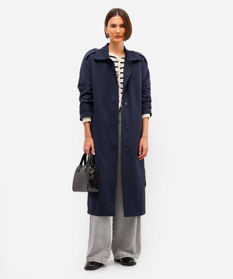 trench coat feminino oversized  azul