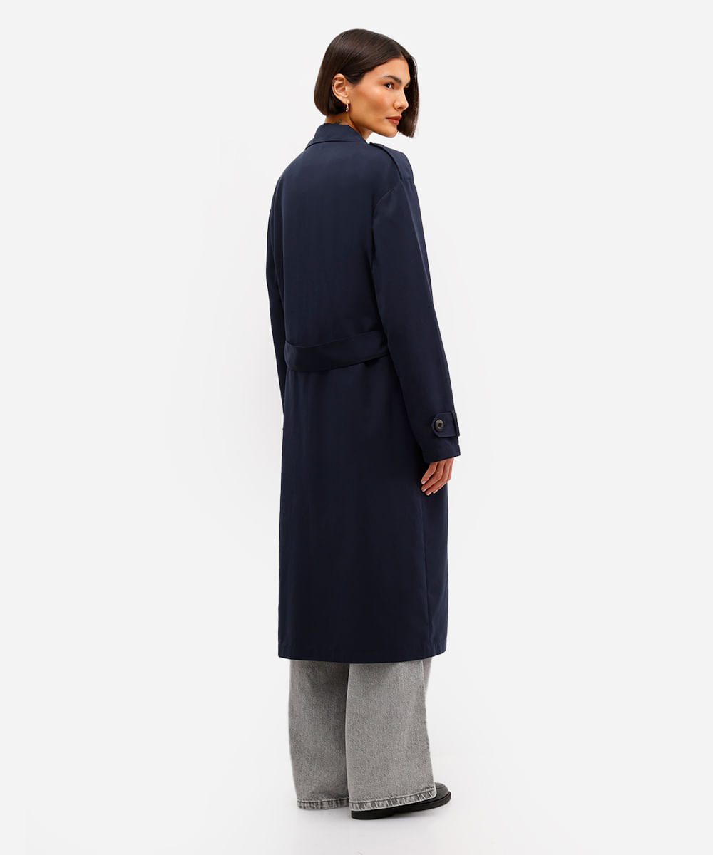 trench coat feminino oversized  azul