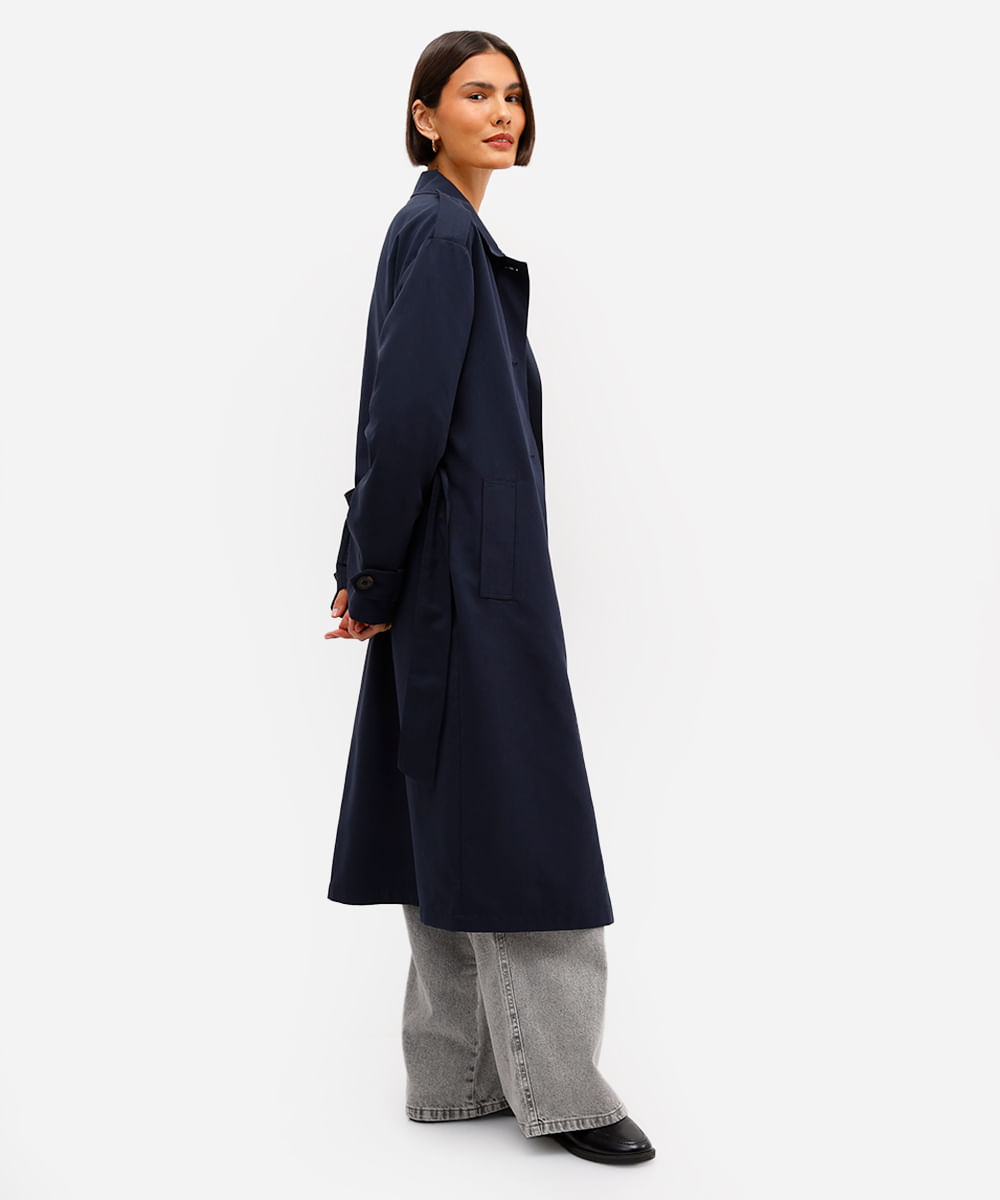 trench coat feminino oversized  azul