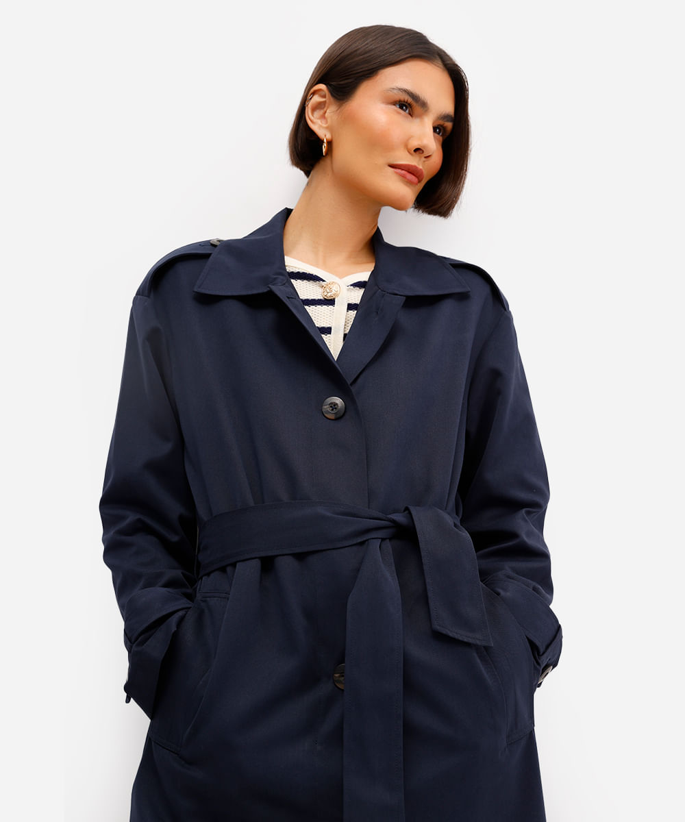 trench coat feminino oversized  azul