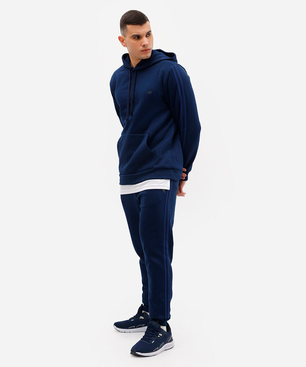 calça jogger de moletom esportiva azul