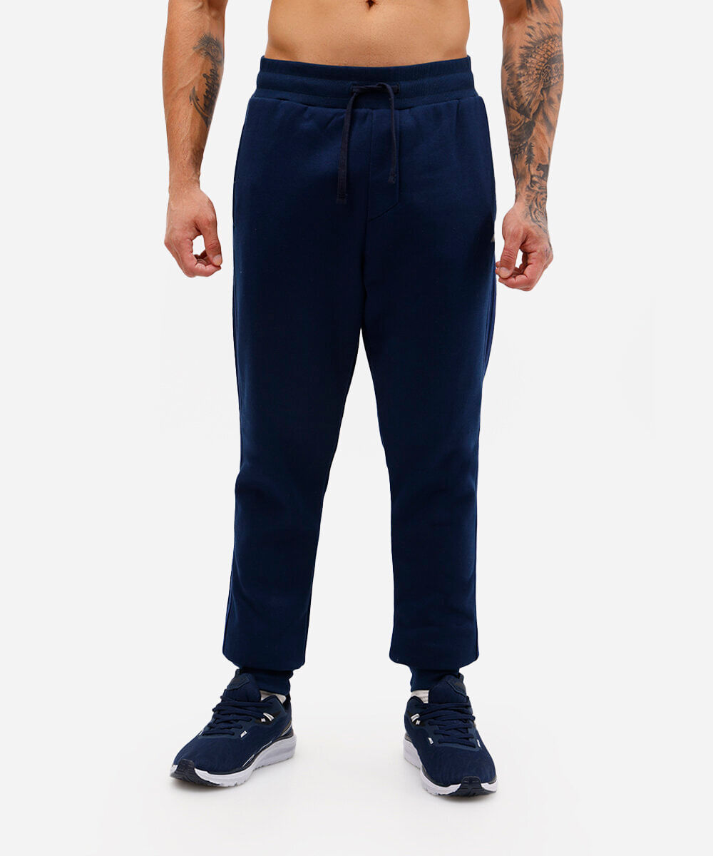 calça jogger de moletom esportiva azul
