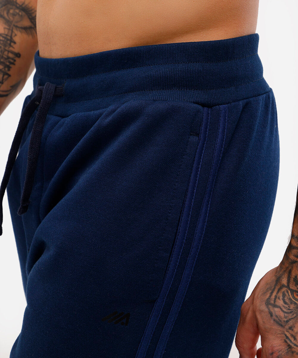 calça jogger de moletom esportiva azul