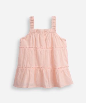 vestido de algodão infantil poá com tiara rosa