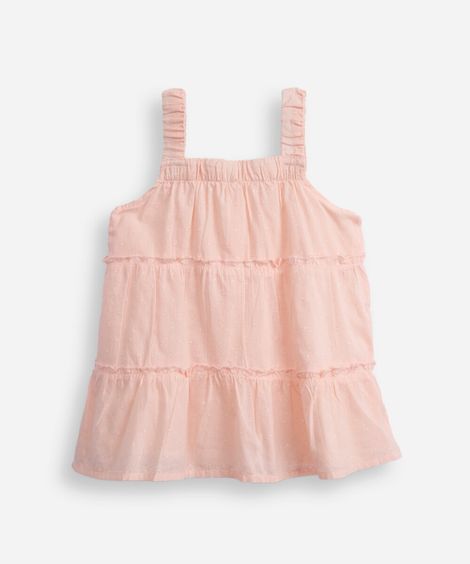 vestido de algodão infantil poá com tiara rosa