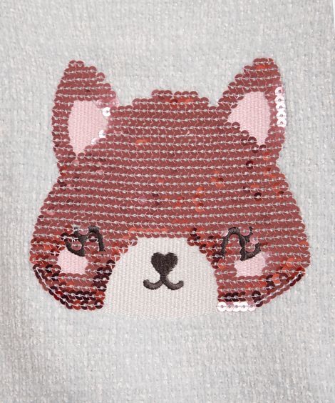 suéter de tricot infantil ursinho de paetê azul