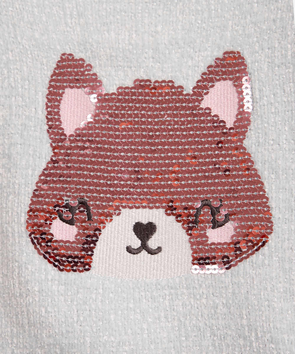 suéter de tricot infantil ursinho de paetê azul