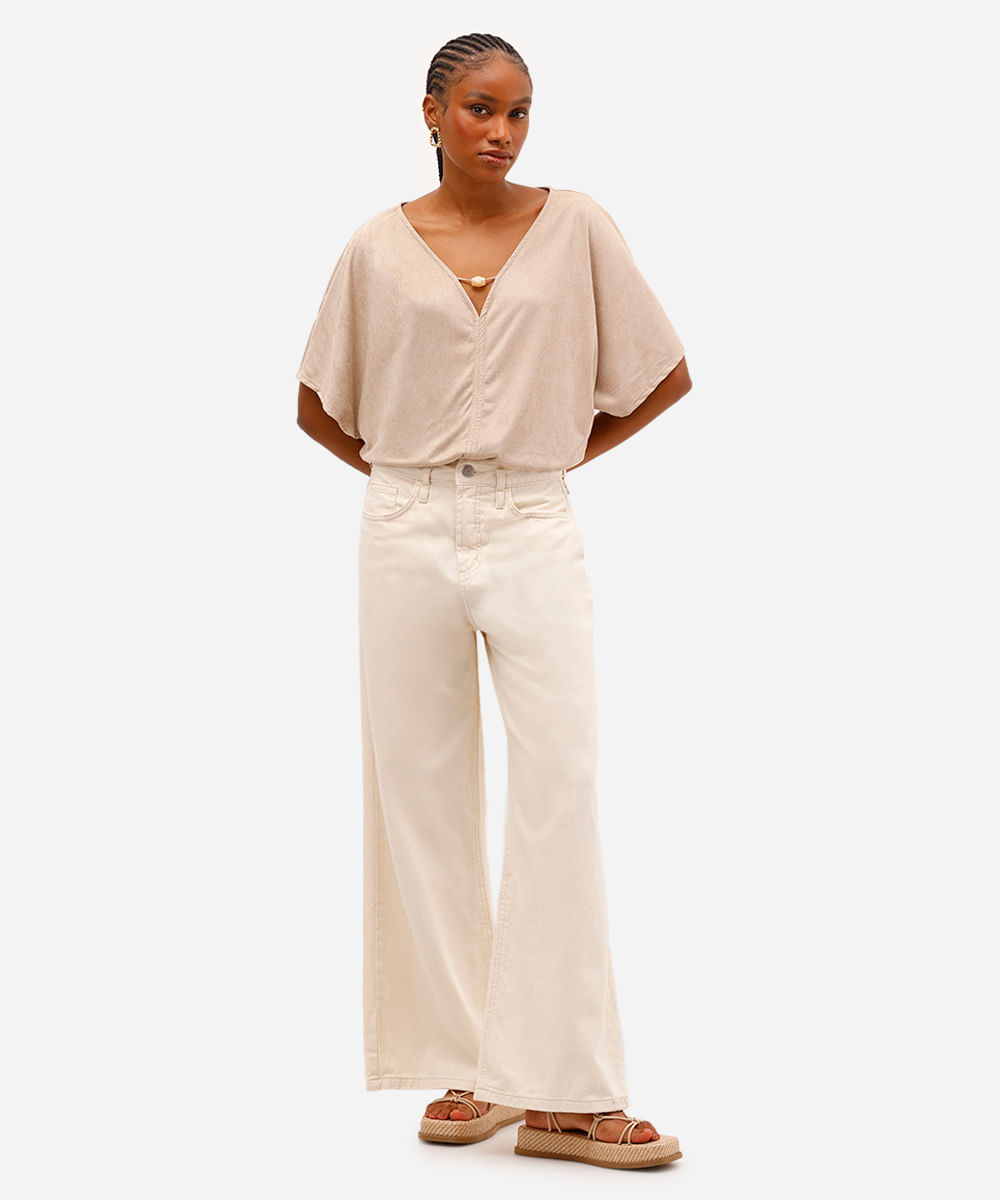 blusa feminina de suede decote v - cinza claro