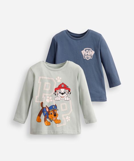 kit de 2 blusas infantis manga longa patrulha canina colorida