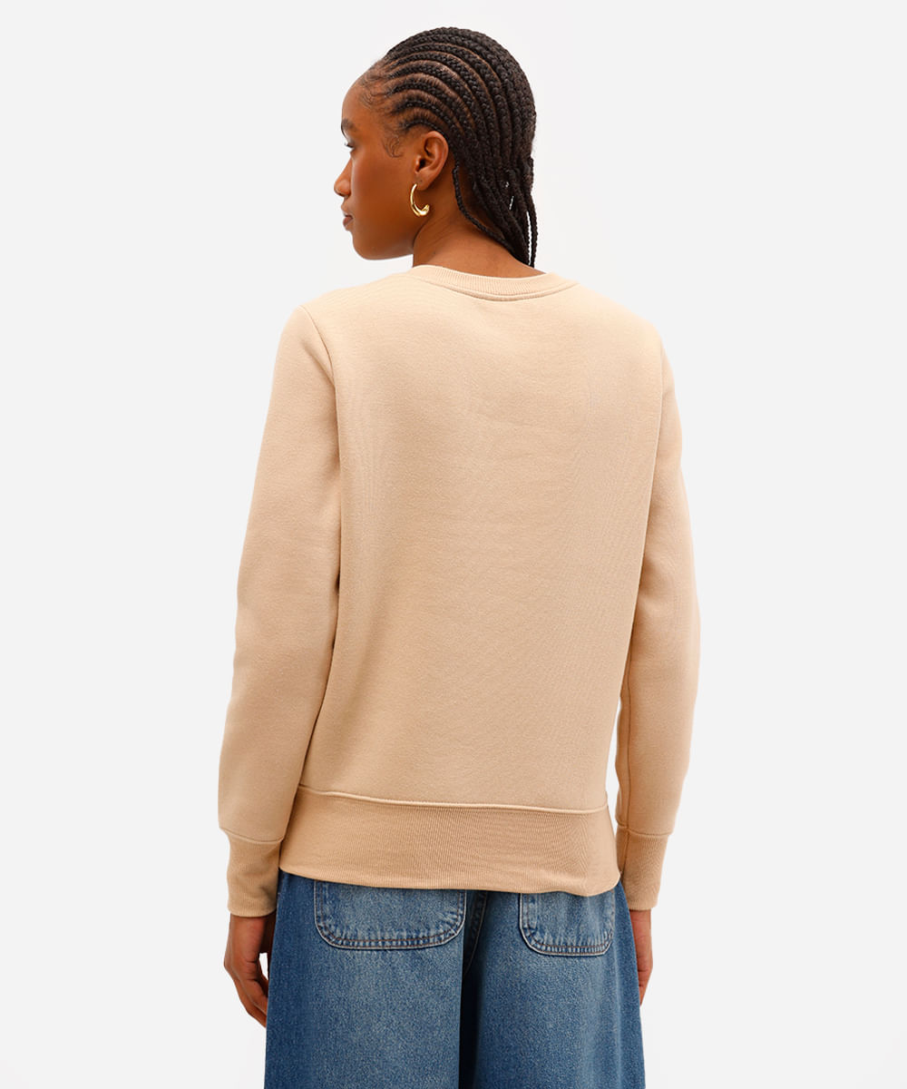 blusão feminino de moletom stitch bege