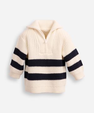 suéter de tricot infantil gola alta listrado branco