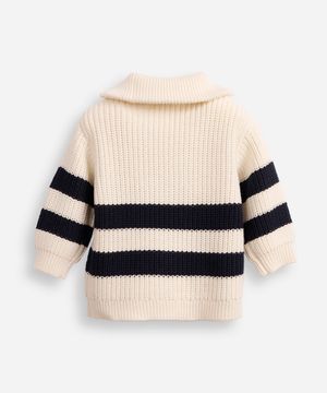 suéter de tricot infantil gola alta listrado branco