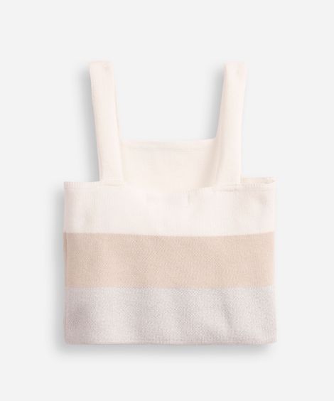 cropped de tricot infantil listrado com lurex colorido