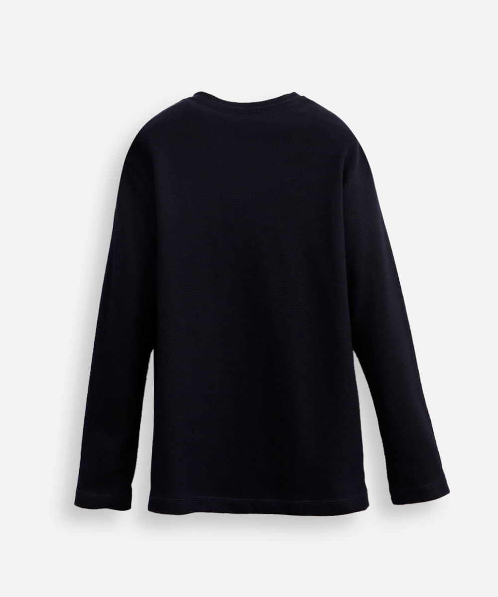 blusa infantil gola padre texturizada azul