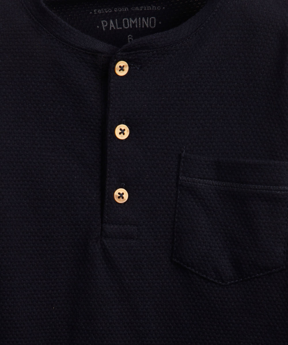 blusa infantil gola padre texturizada azul