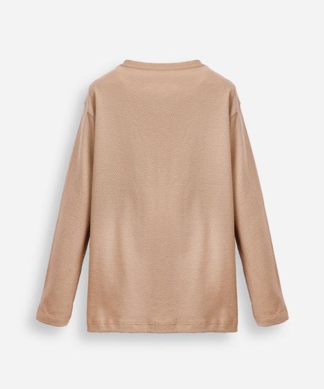 blusa infantil gola padre texturizada bege