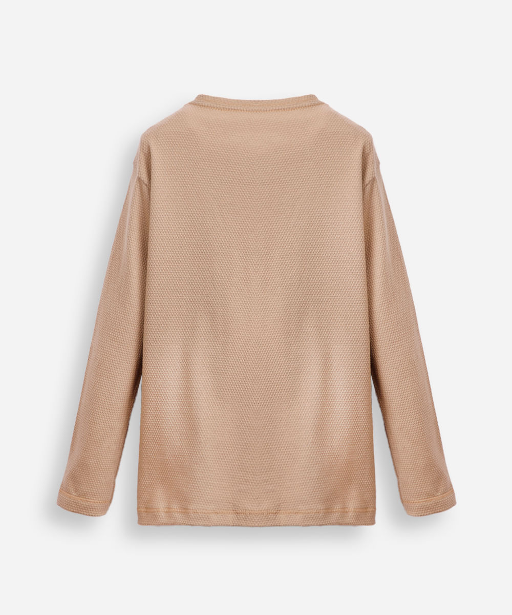 blusa infantil gola padre texturizada bege