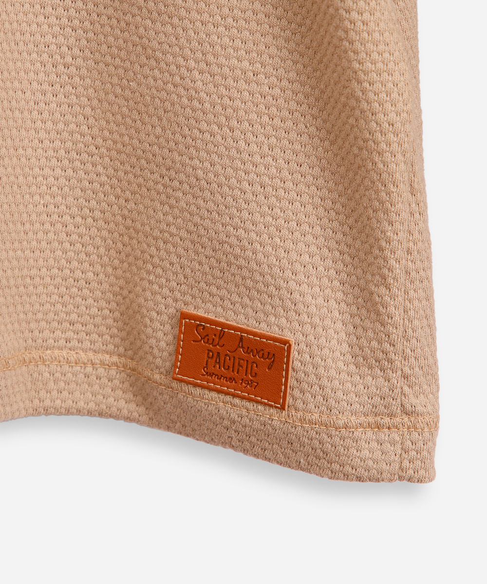 blusa infantil gola padre texturizada bege