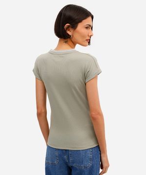blusa feminina de viscose canelada ponto tricot verde