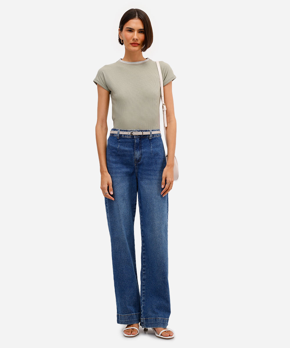 blusa feminina de viscose canelada ponto tricot verde