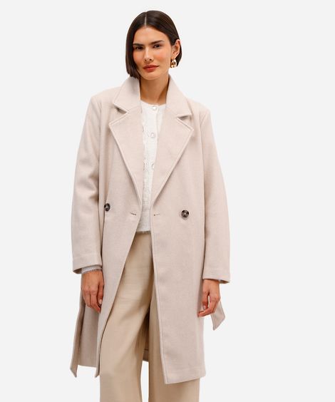 casaco trench coat feminino alongado bege