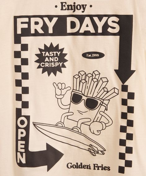 camiseta de algodão infantil fry days bege