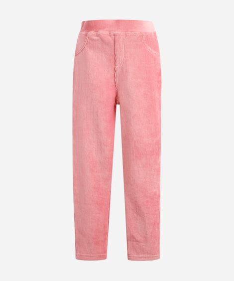 calça legging infantil aveludada rosa