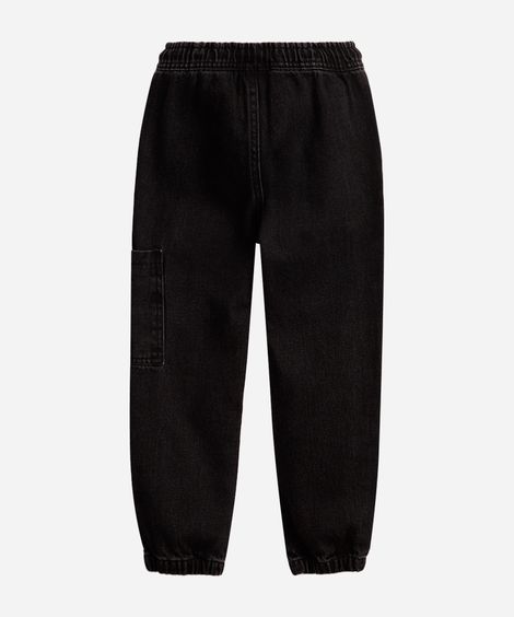 calça jogger infantil jeans cós com elástico preta